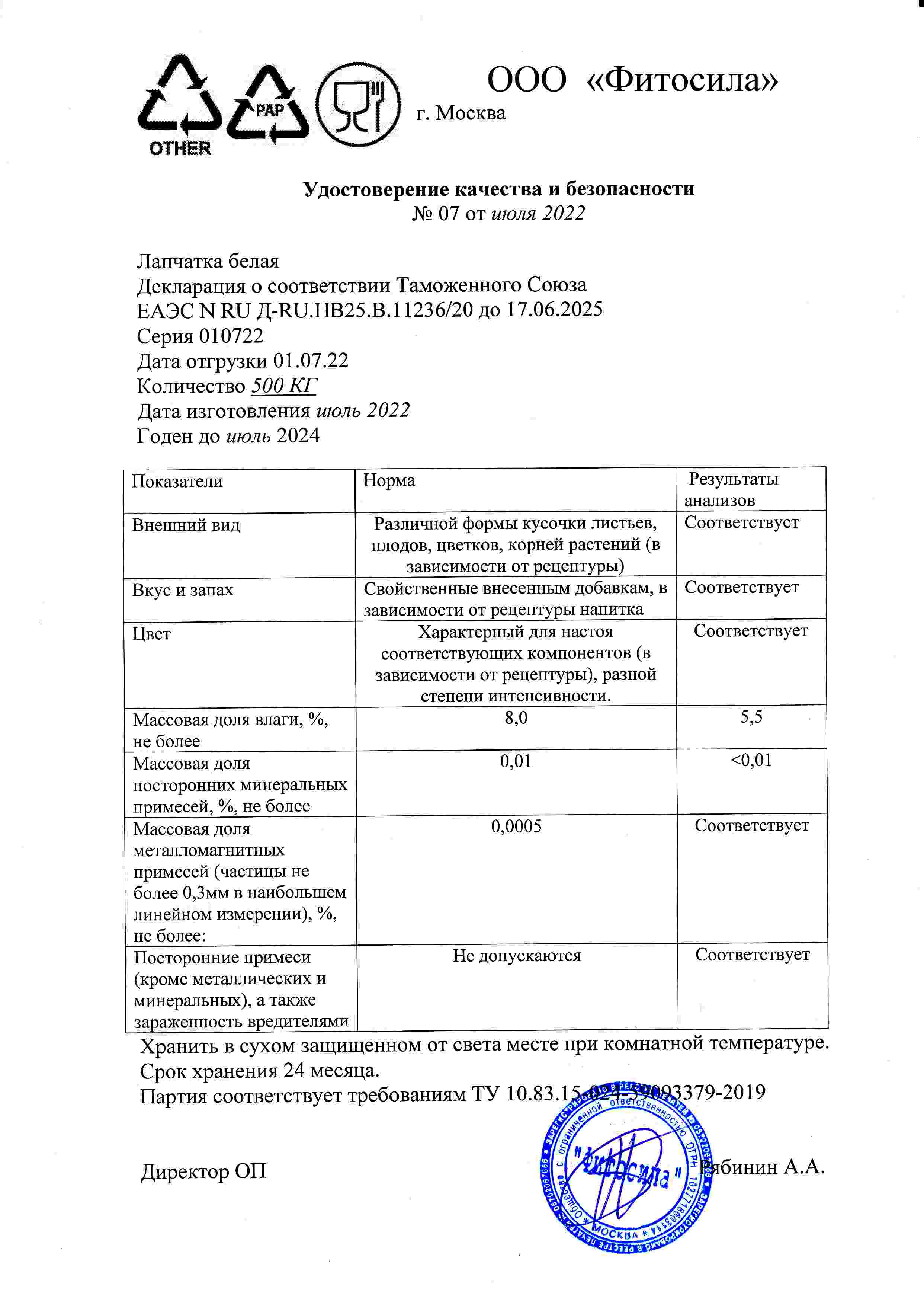 Паспорт №010722